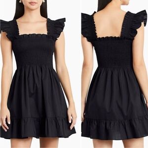 Hill House Home Elizabeth Nap Dress In Cotton Poplin Black Smock New Size XS